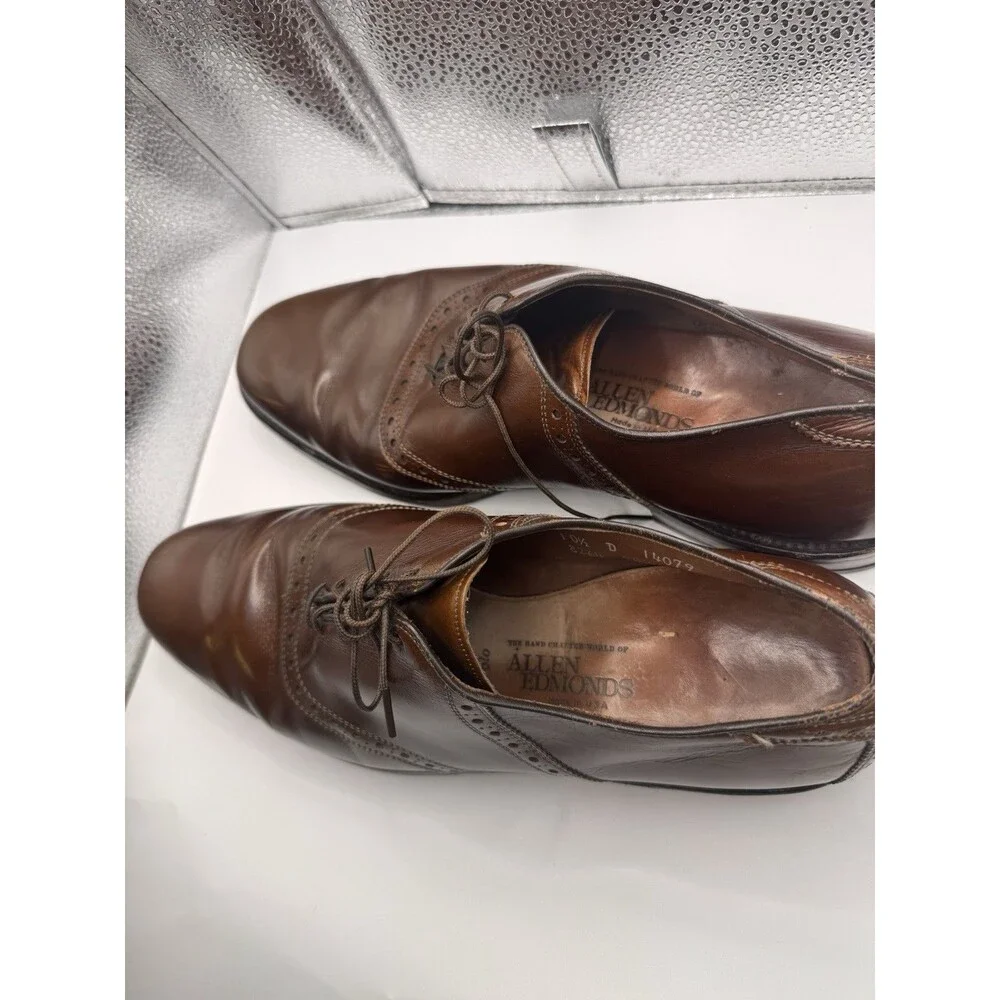 Vintage Allen Edmonds Polo Saddle Oxford Brown 10.5D USA Re-Soled Leather Shoes